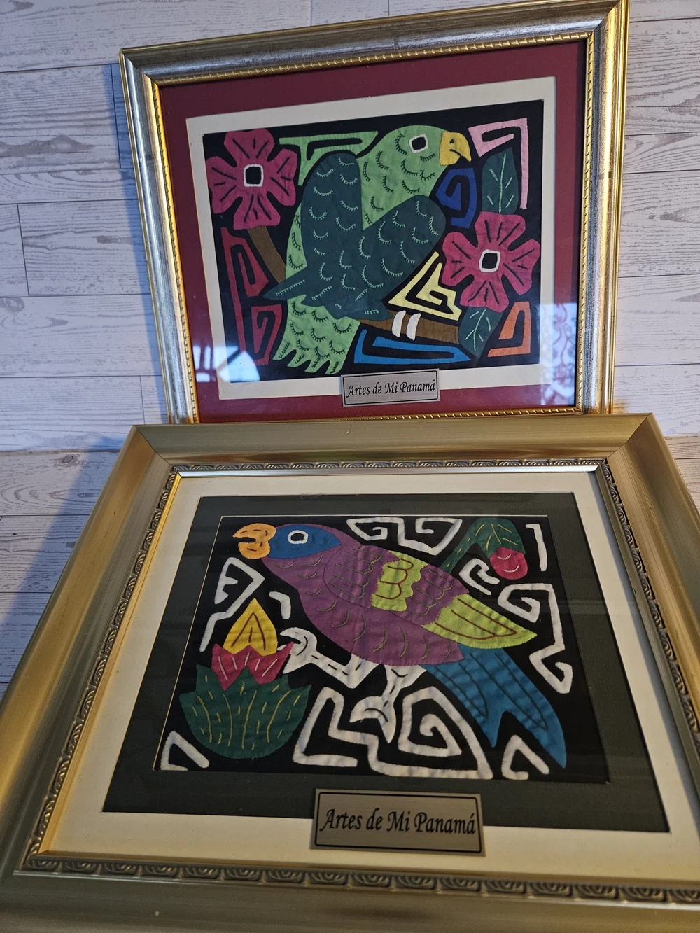 Set of 2 Framed Authentic Panamanian Mola Textile Art - Artes de Mi Panamá